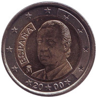 Монета 2 евро. 2000 год, Испания. Монета 2 евро. 2000 год, Испания.