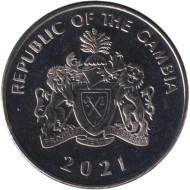 Монета 50 бутутов, 2021 год, Гамбия. Африканский бык. Монета 50 бутутов, 2021 год, Гамбия. Африканский бык.