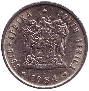 Монета 5 центов. 1984 год, Южная Африка. Африканская красавка.