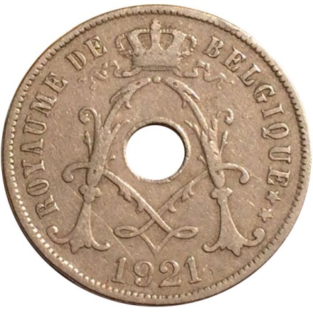 Монета 25 сантимов. 1921 год, Бельгия. (Belgique)