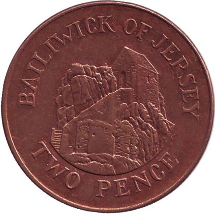 Монета 2 пенса. 2005 год, Джерси. Музей в городе Сент-Хелиер.