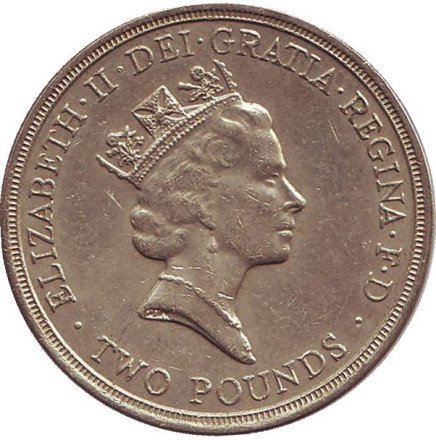 Монета 2 фунта. 1986 год, Великобритания. XIII Игры Содружества.