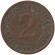 Монета 2 рейхспфеннига. 1925 год (G), Веймарская республика. Монета 2 рейхспфеннига. 1925 год (G), Веймарская республика.