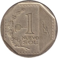 Монета 1 соль. 2015 год, Перу. Монета 1 соль. 2015 год, Перу.