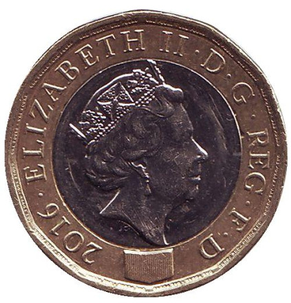 Монета 1 фунт. 2016 год, Великобритания. (Без отметки). Из обращения. Монета 1 фунт. 2016 год, Великобритания. (Без отметки). Из обращения.