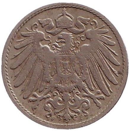 Монета 10 пфеннигов. 1906 год (F), Германская империя. Монета 10 пфеннигов. 1906 год (F), Германская империя.