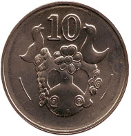 Монета 10 центов. 2004 год, Кипр. Декоративная ваза. Монета 10 центов. 2004 год, Кипр. Декоративная ваза.