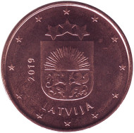 Монета 5 центов, 2019 год, Латвия. Монета 5 центов, 2019 год, Латвия.