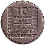 Монета 10 франков. 1932 год, Франция. Монета 10 франков. 1932 год, Франция.