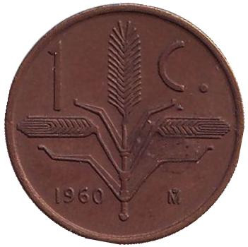 Монета 1 сентаво. 1960 год, Мексика.