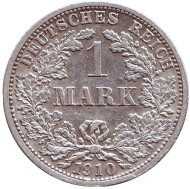 Монета 1 марка. 1910 год (F), Германская империя. Монета 1 марка. 1910 год (F), Германская империя.