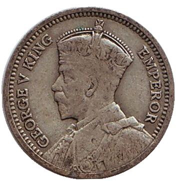 Монета 3 пенса. 1936 год, Новая Зеландия. Скрещенные вахаики.