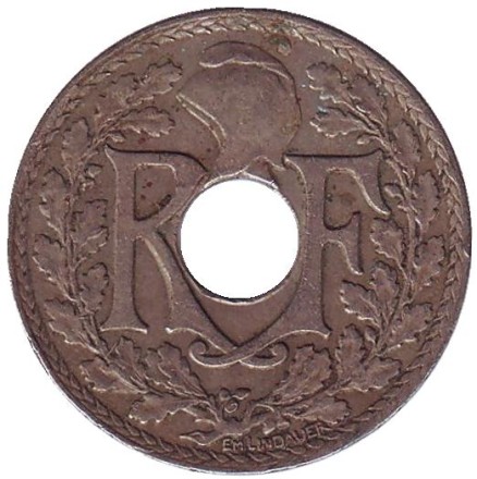 Монета 25 сантимов. 1926 год, Франция.