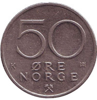 Монета 50 эре. 1986 год, Норвегия. Монета 50 эре. 1986 год, Норвегия.