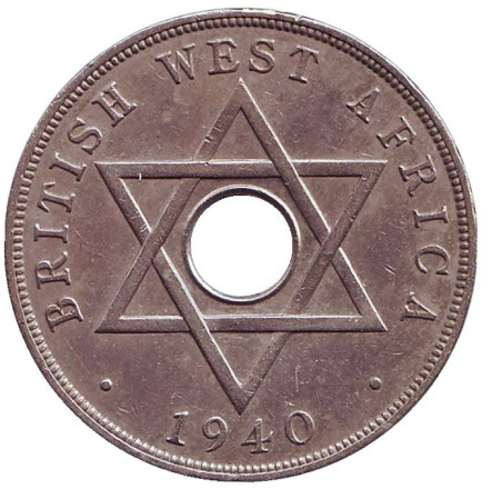 Монета 1 пенни. 1940 год, Британская Западная Африка. (Без отметки монетного двора)
