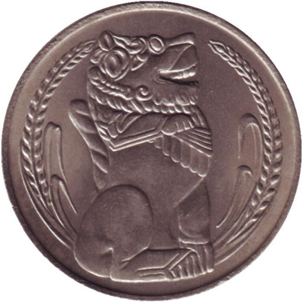 Монета 1 доллар. 1968 год, Сингапур. Лев.
