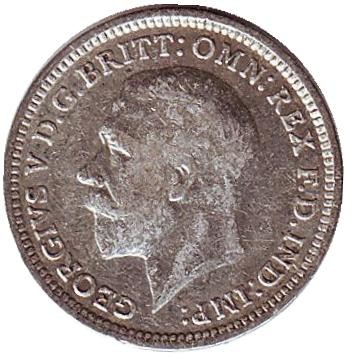 Монета 3 пенса. 1926 год, Великобритания. Монета 3 пенса. 1926 год, Великобритания.