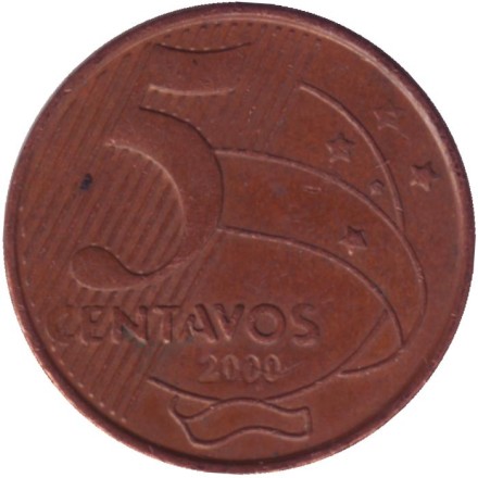 Монета 5 сентаво. 2000 год, Бразилия. Тирадентис.