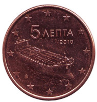 Монета 5 центов. 2010 год, Греция. Монета 5 центов. 2010 год, Греция.