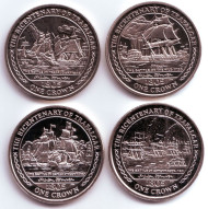 200-летие Трафальгарского сражения. Набор монет (4 шт.), 1 крона. 2005 год, Остров Мэн.