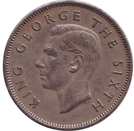 Монета 1 флорин. 1951 год, Новая Зеландия. Киви (птица). Монета 1 флорин. 1951 год, Новая Зеландия. Киви (птица).