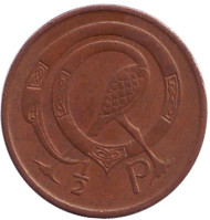 Монета 1/2 пенни. 1971 год, Ирландия. Птица. Ирландская арфа. Монета 1/2 пенни. 1971 год, Ирландия. Птица. Ирландская арфа.