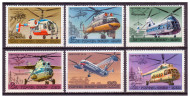 История российской авиации. Вертолеты. Марки почтовые. Серия из 6 штук. 1980 год, СССР.