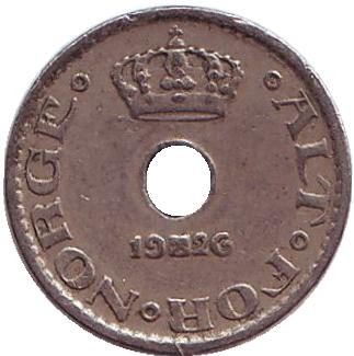 Монета 10 эре. 1926 год, Норвегия.