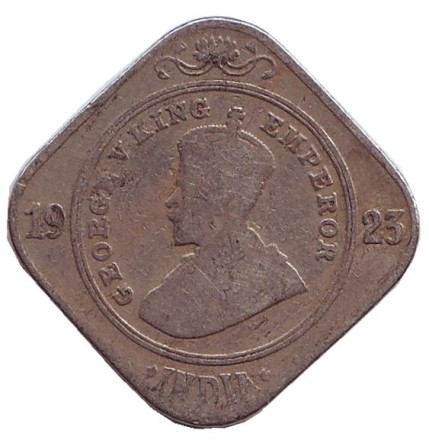 Монета 2 анны. 1923 год, Индия Британская. "•" - Бомбей.