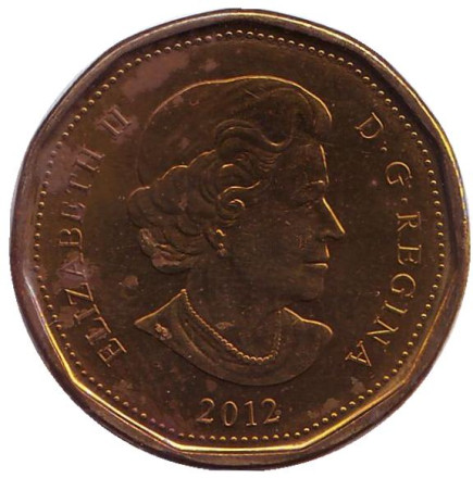 Монета 1 доллар, 2012 год, Канада. Из обращения. Утка. Монета 1 доллар, 2012 год, Канада. Из обращения. Утка.