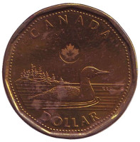 Утка. Монета 1 доллар, 2012 год, Канада. Из обращения.