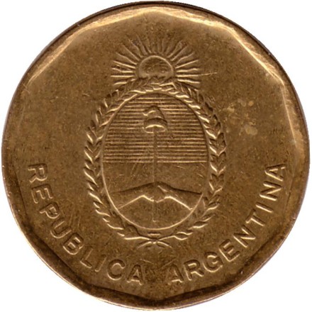 Монета 10 сентаво. 1985 год, Аргентина.