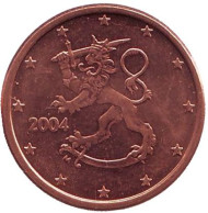Монета 1 цент, 2004 год, Финляндия. Монета 1 цент, 2004 год, Финляндия.