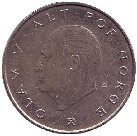 Монета 1 крона. 1991 год, Норвегия. Корона.
