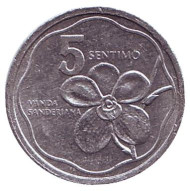 Монета 5 сентимо. 1991 год, Филиппины. Монета 5 сентимо. 1991 год, Филиппины.