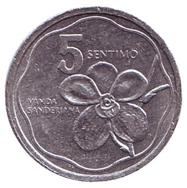 Монета 5 сентимо. 1991 год, Филиппины.