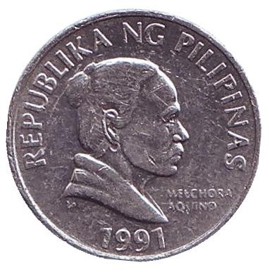 Монета 5 сентимо. 1991 год, Филиппины. Монета 5 сентимо. 1991 год, Филиппины.