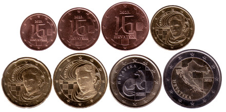 Годовой набор монет евро (8 шт.). 2023 год, Хорватия.