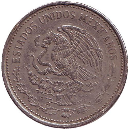 Монета 50 песо. 1985 год, Мексика. Бенито Хуарес.