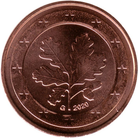 Монета 5 центов (G). 2020 год, Германия.