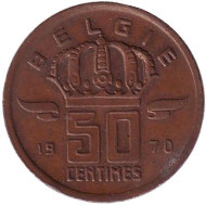 Монета 50 сантимов. 1970 год, Бельгия. (Belgie) Монета 50 сантимов. 1970 год, Бельгия. (Belgie)