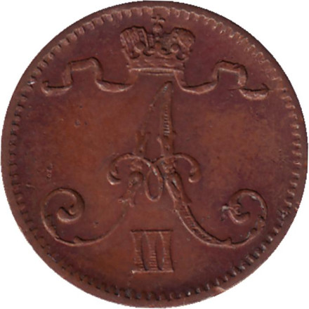 Монета 1 пенни. 1888 год, Финляндия в составе Российской Империи. Монета 1 пенни. 1888 год, Финляндия в составе Российской Империи.