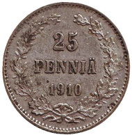 Монета 25 пенни. 1910 год, Финляндия в составе Российской Империи. Нечастая! Монета 25 пенни. 1910 год, Финляндия в составе Российской Империи. Нечастая!