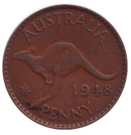 Монета 1 пенни. 1948 год, Австралия. (Точка после "PENNY") Кенгуру. Монета 1 пенни. 1948 год, Австралия. (Точка после "PENNY") Кенгуру.