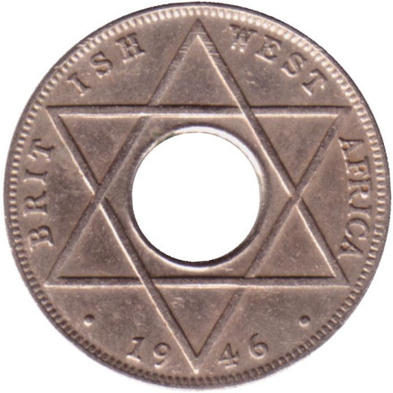 Монета 1/10 пенни. 1946 год (без букв), Британская Западная Африка.
