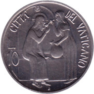 Монета 10 лир. 1981 год, Ватикан. Напои жаждущего. Монета 10 лир. 1981 год, Ватикан. Напои жаждущего.
