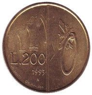 Монета 200 лир. 1993 год, Сан-Марино. Дверь с арками. Монета 200 лир. 1993 год, Сан-Марино. Дверь с арками.