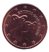 Монета 1 цент. 2016 год, Кипр.