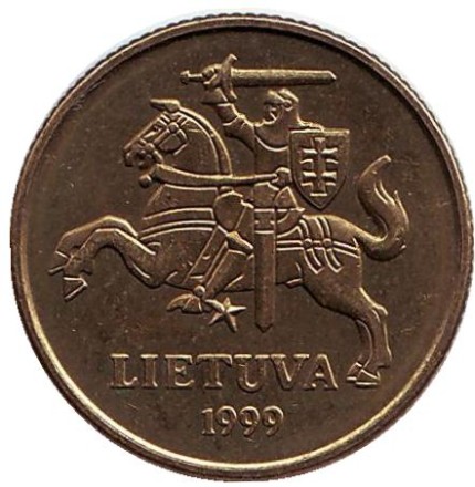 Монета 20 центов. 1999 год, Литва. Из обращения. Монета 20 центов. 1999 год, Литва. Из обращения.