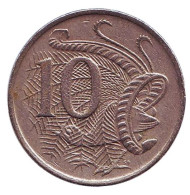 Монета 10 центов. 1979 год, Австралия. Лирохвост. Монета 10 центов. 1979 год, Австралия. Лирохвост.